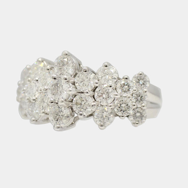 Wide Diamond Cluster Ring