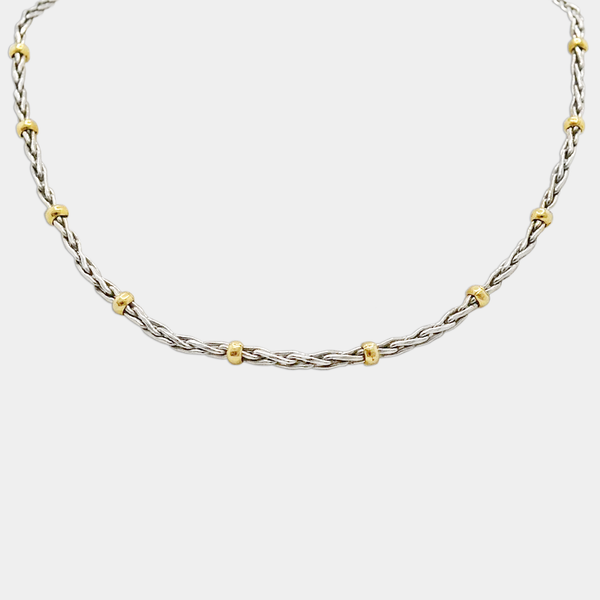Yellow & White Gold Bead Necklace
