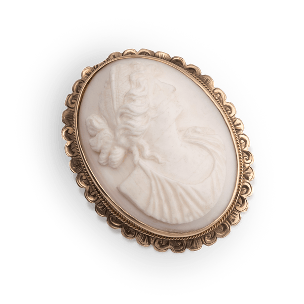 Yellow Gold Cameo Brooch Pendent
