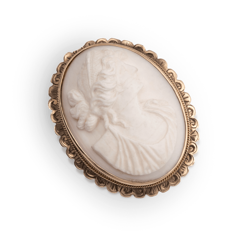 Yellow Gold Cameo Brooch Pendent