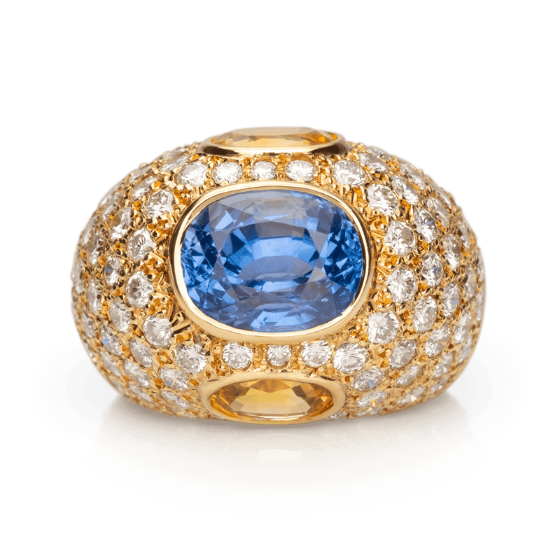 Yellow Gold Sapphire & Diamond Ring