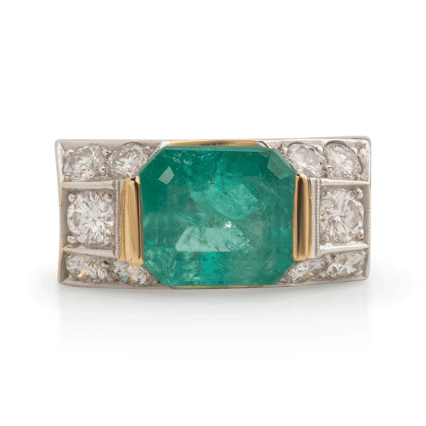 Yellow Gold Emerald & Diamond Ring