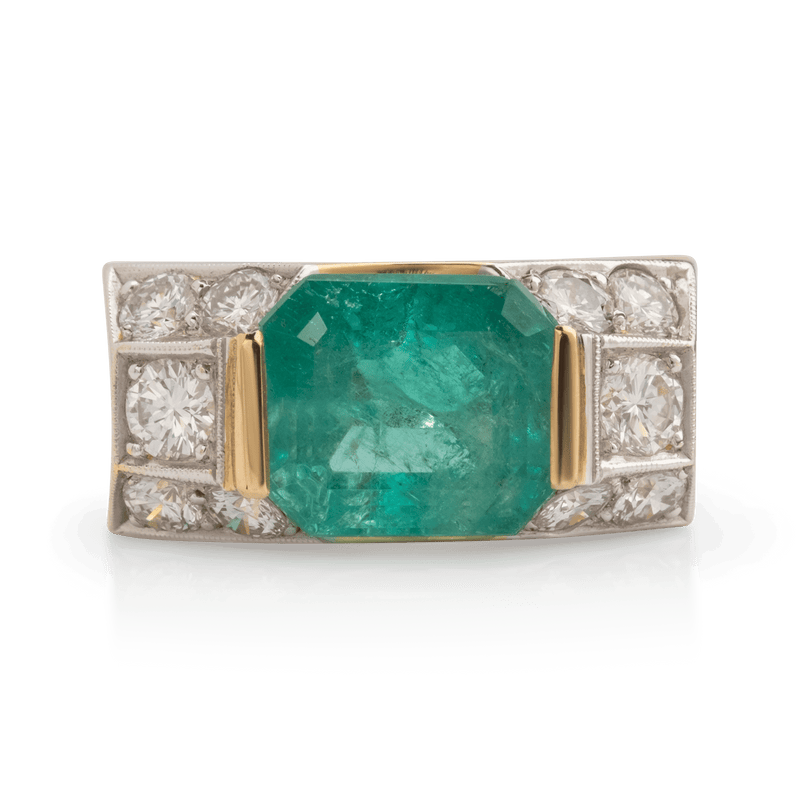 Yellow Gold Emerald & Diamond Ring