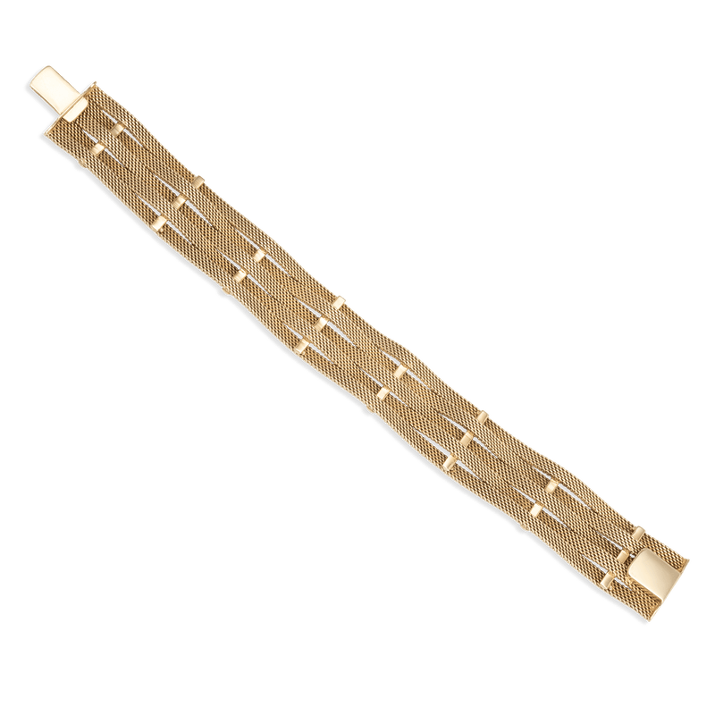 Yellow Gold Five Strand Wave Bracelet