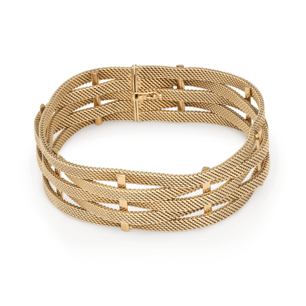Yellow Gold Five Strand Wave Bracelet