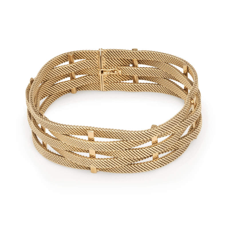 Yellow Gold Five Strand Wave Bracelet