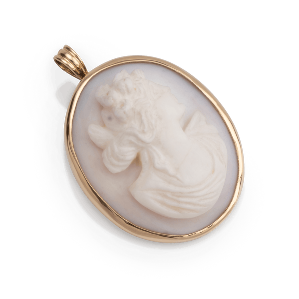 Yellow Gold Cameo Brooch Pendent