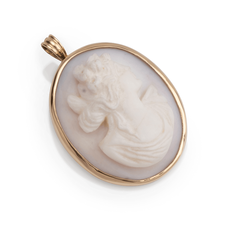 Yellow Gold Cameo Brooch Pendent