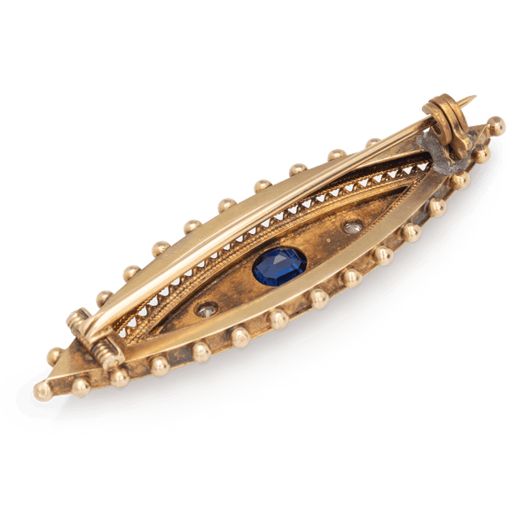 Yellow Gold Sapphire & Diamond Brooch