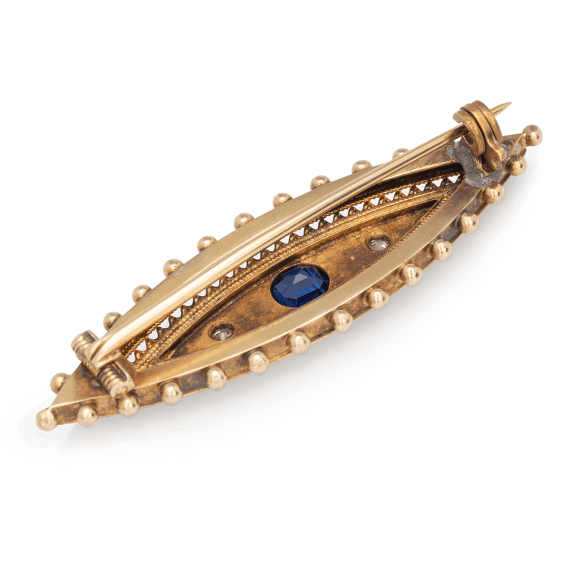 Yellow Gold Sapphire & Diamond Brooch