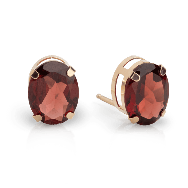 Yellow Gold Oval Garnet Earstuds