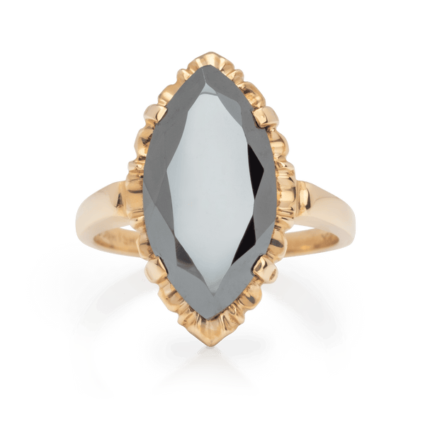 Yellow Gold Marquise Hematite Ring
