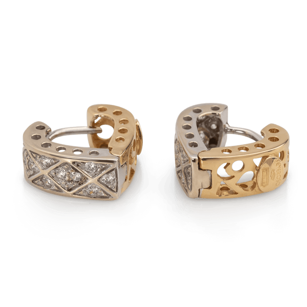 Yellow White Gold Heart Shape Huggies Earrings