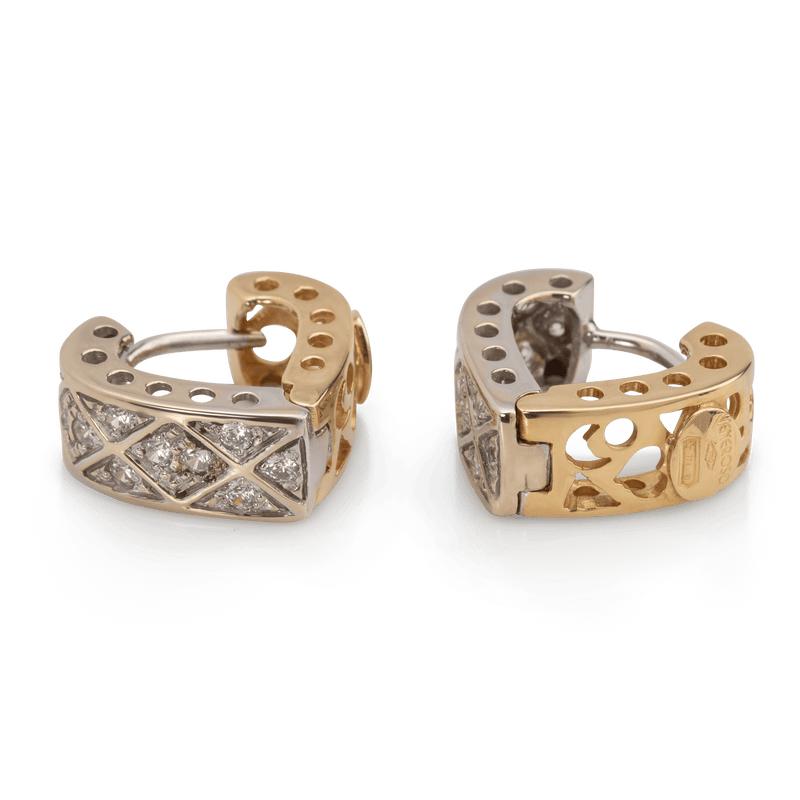 Yellow White Gold Heart Shape Huggies Earrings