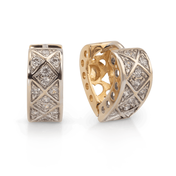 Yellow White Gold Heart Shape Huggies Earrings