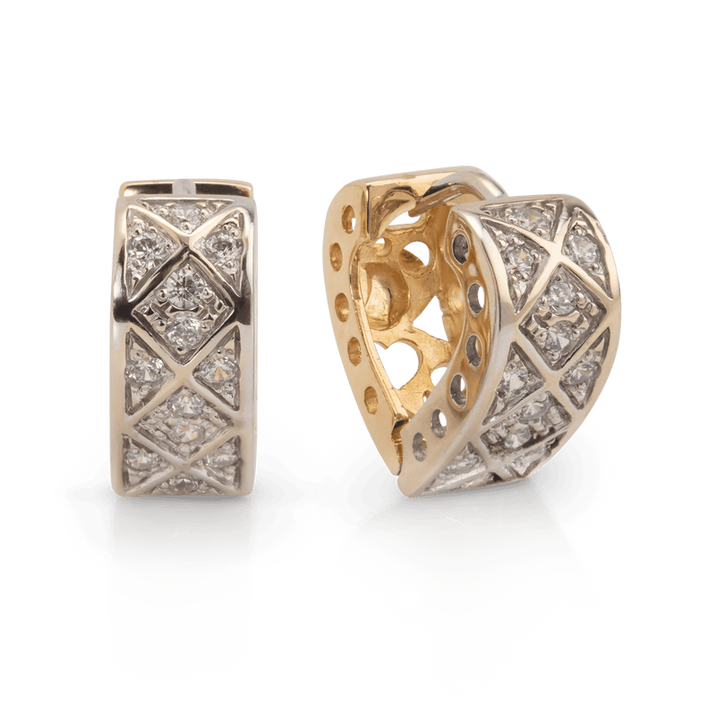 Yellow White Gold Heart Shape Huggies Earrings