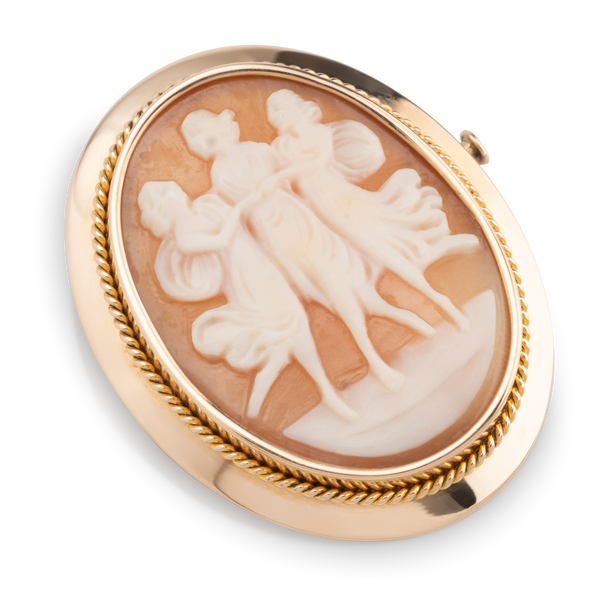 Yellow Gold Oval Cameo Brooch