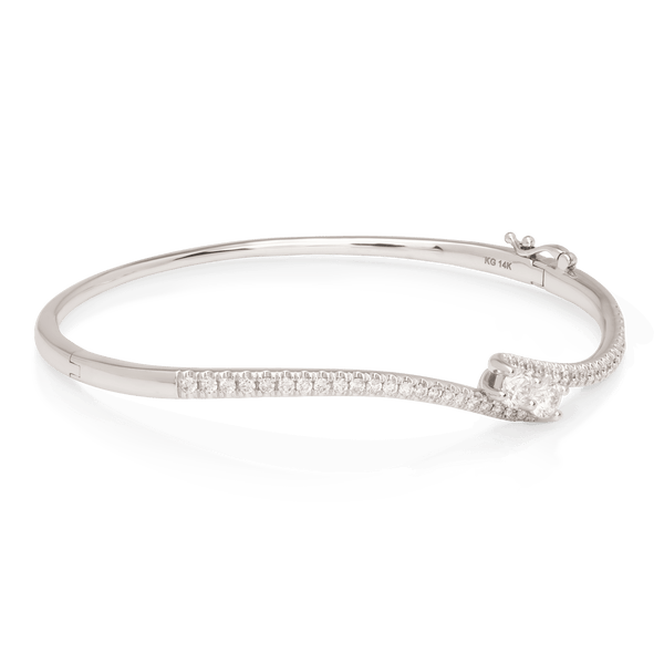 White Gold Diamond Hinged Bangle