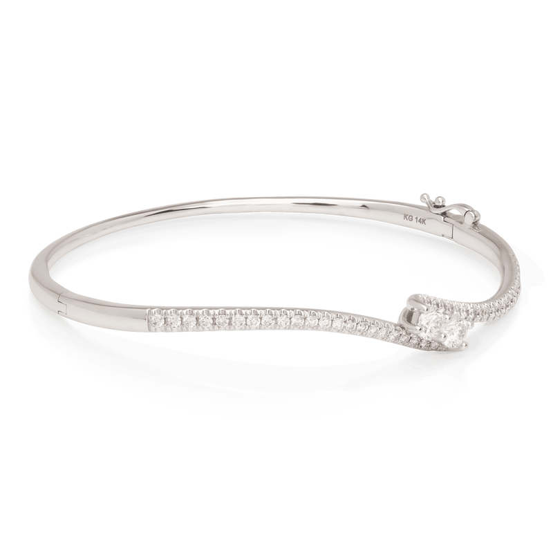 White Gold Diamond Hinged Bangle