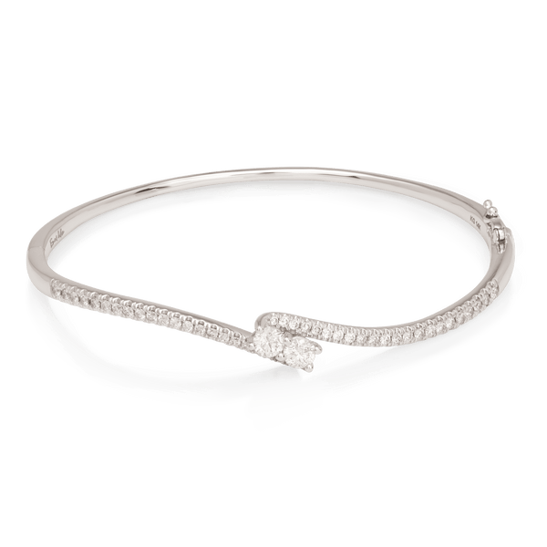 White Gold Diamond Hinged Bangle