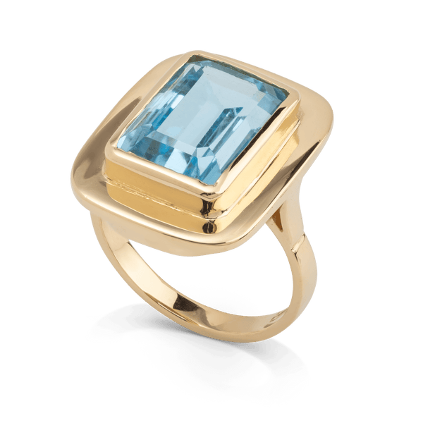 Yellow Gold Blue Topaz Ring