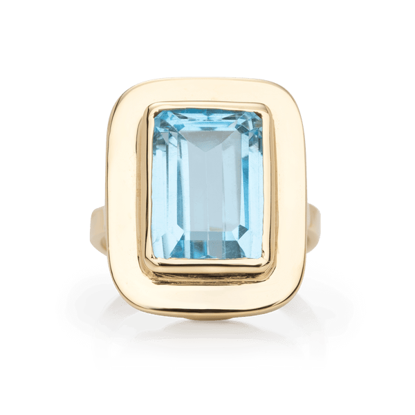 Yellow Gold Blue Topaz Ring