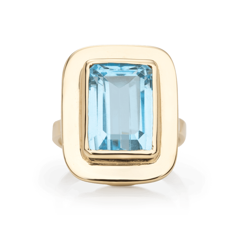 Yellow Gold Blue Topaz Ring