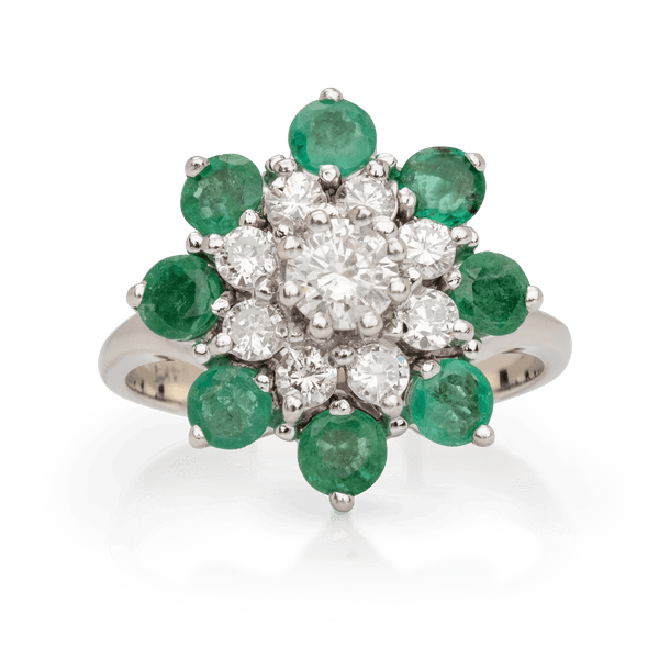 White Gold Emerald & Diamond Ring