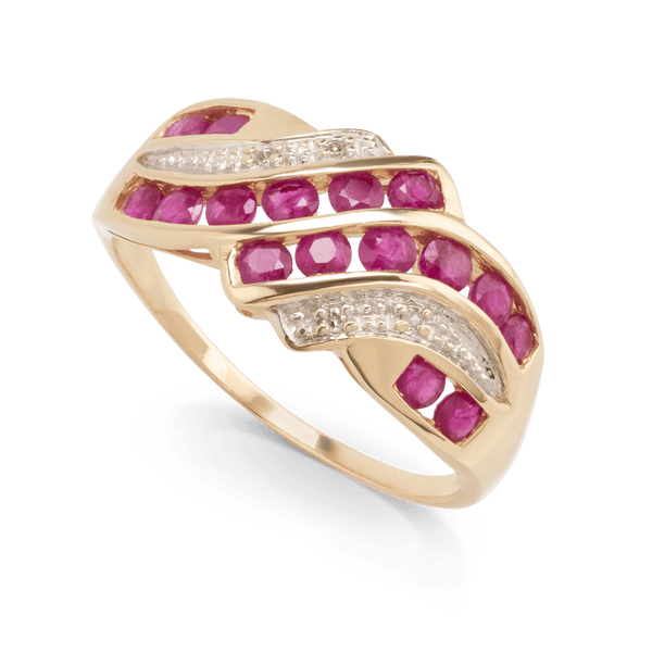 Yellow White Gold Ruby Ring