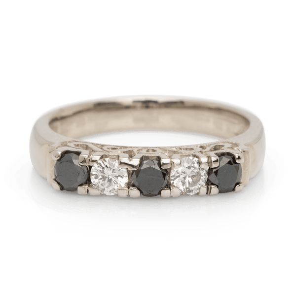 White Gold Black Diamond Ring