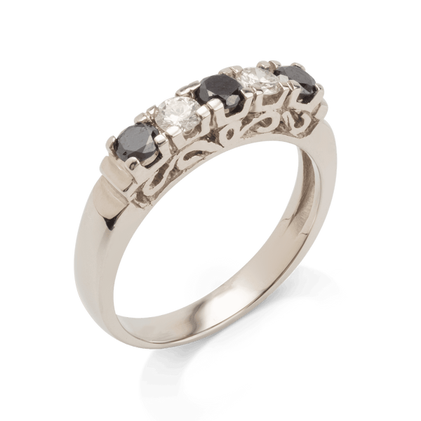 White Gold Black Diamond Ring