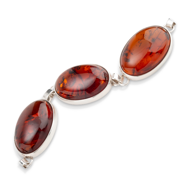 Oval Amber Silver Bracelet