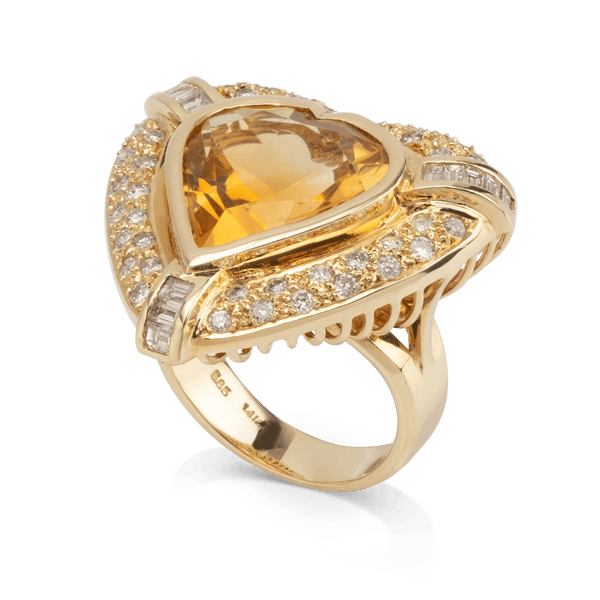 Yellow Gold Citrine & Diamond Ring