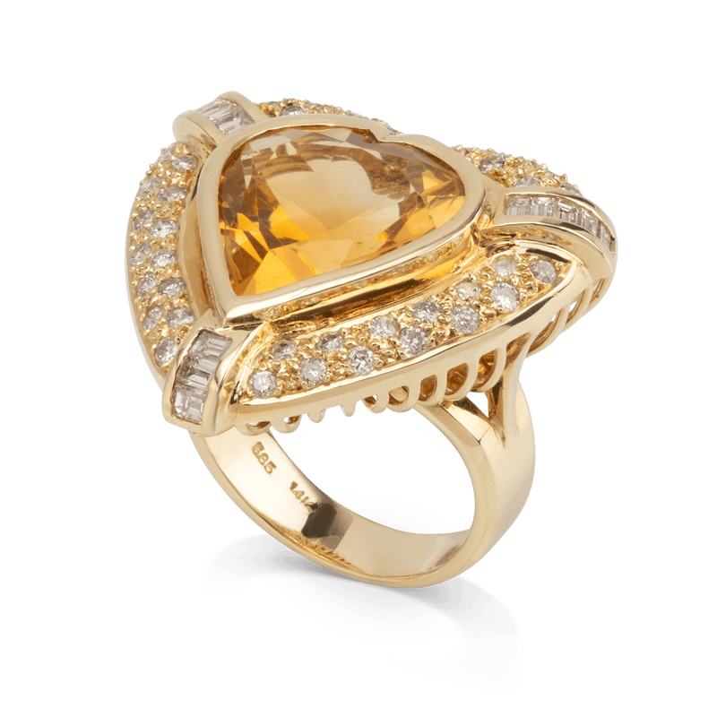 Yellow Gold Citrine & Diamond Ring