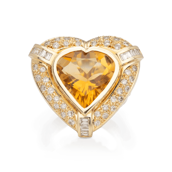 Yellow Gold Citrine & Diamond Ring