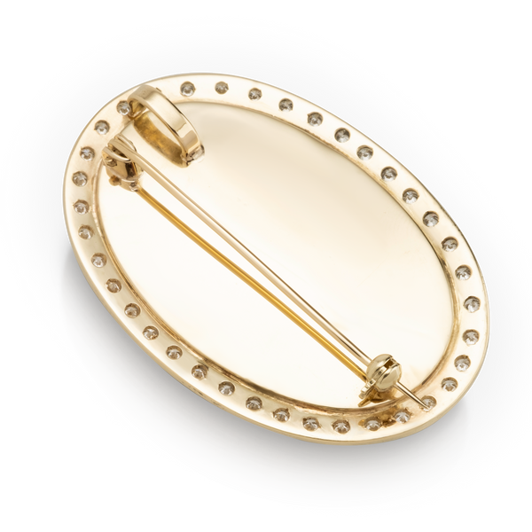Yellow Gold Lapis & Diamond Brooch