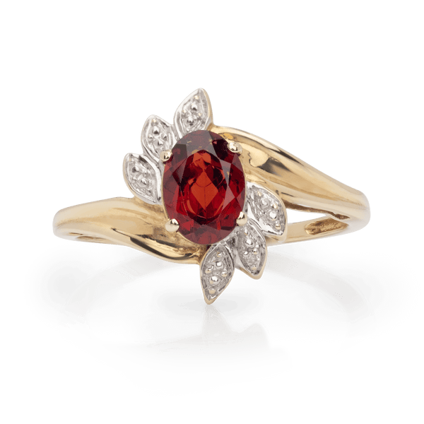 Yellow White Gold Garnet Ring