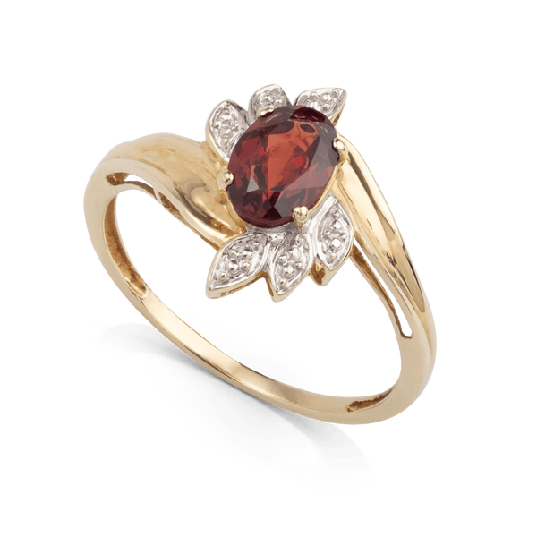 Yellow White Gold Garnet Ring