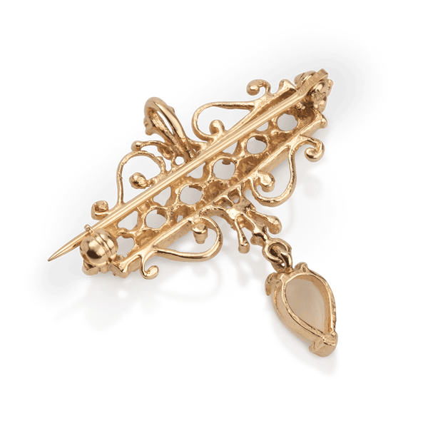 Yellow Gold Opal Pendent Brooch