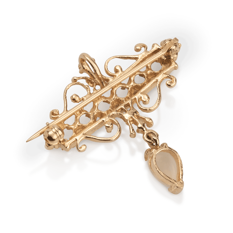 Yellow Gold Opal Pendent Brooch