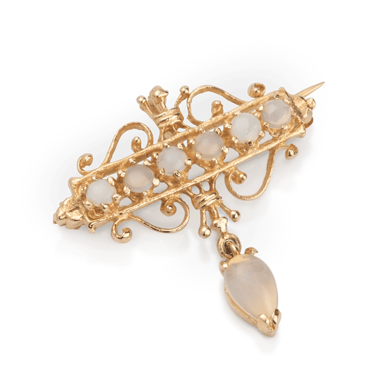 Yellow Gold Opal Pendent Brooch