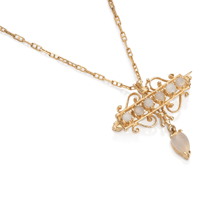 Yellow Gold Opal Pendent Brooch