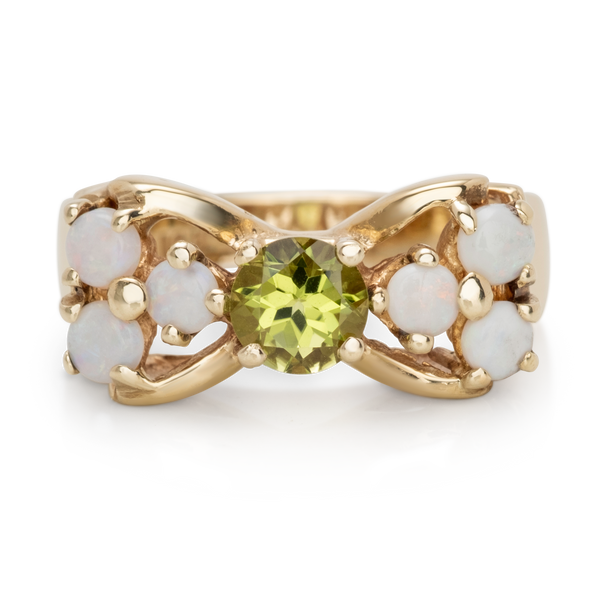 Yellow Gold Vintage Peridot & Opal Ring