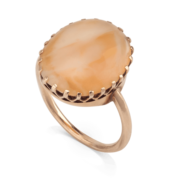 Yellow Gold Vintage Oval Pink Opal Ring