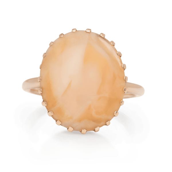 Yellow Gold Vintage Oval Pink Opal Ring