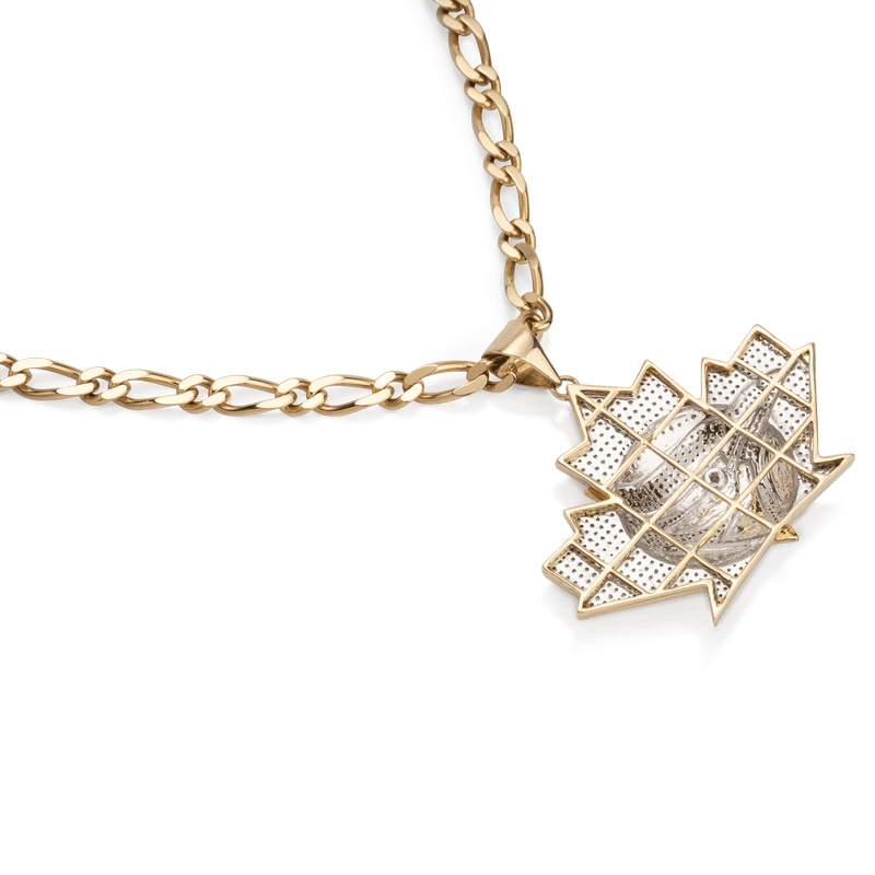Yellow White Gold Blue Jay Maple Leaf Diamond Pendent