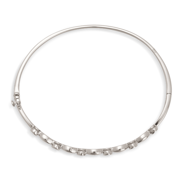 White Gold Hinged Oval Diamond Bangle