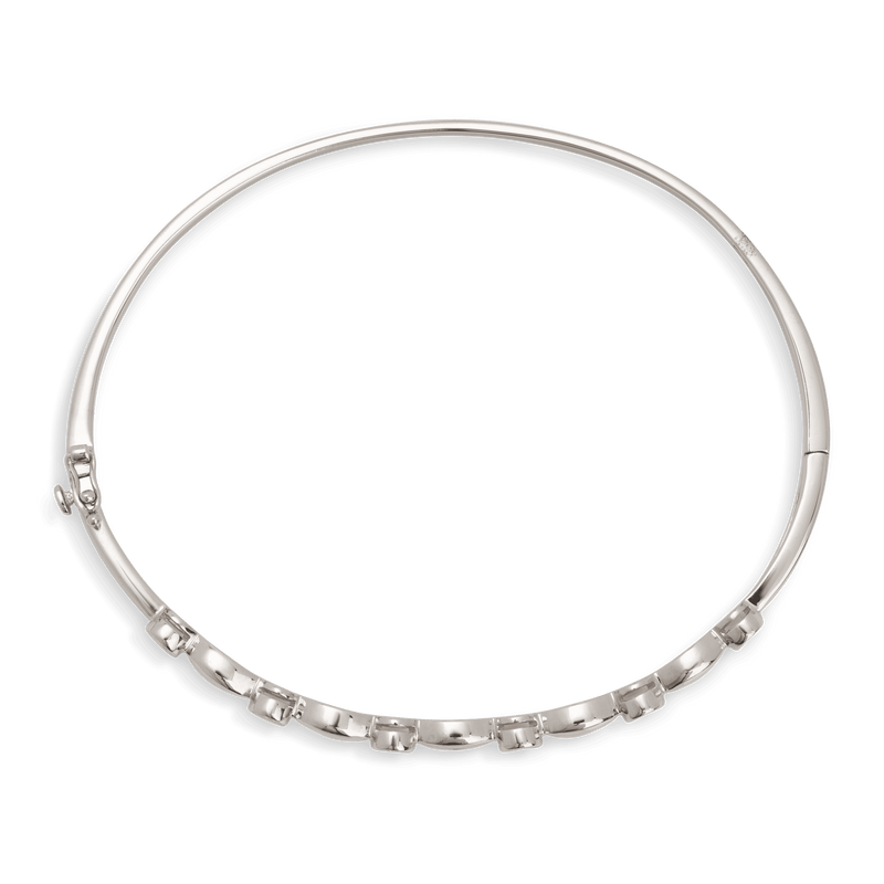 White Gold Hinged Oval Diamond Bangle