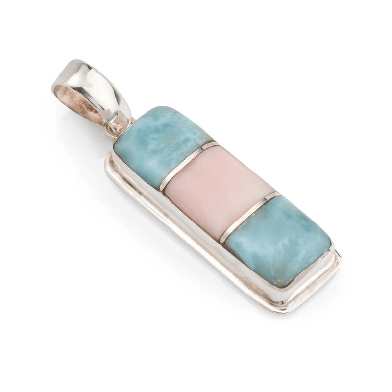 Silver Pink Shell & Larimar Pendent