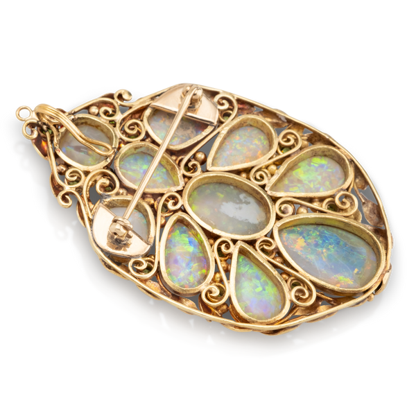 Yellow Gold Opal & Demantoid Pendent